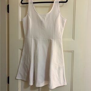 Divided White Ribbed Dress